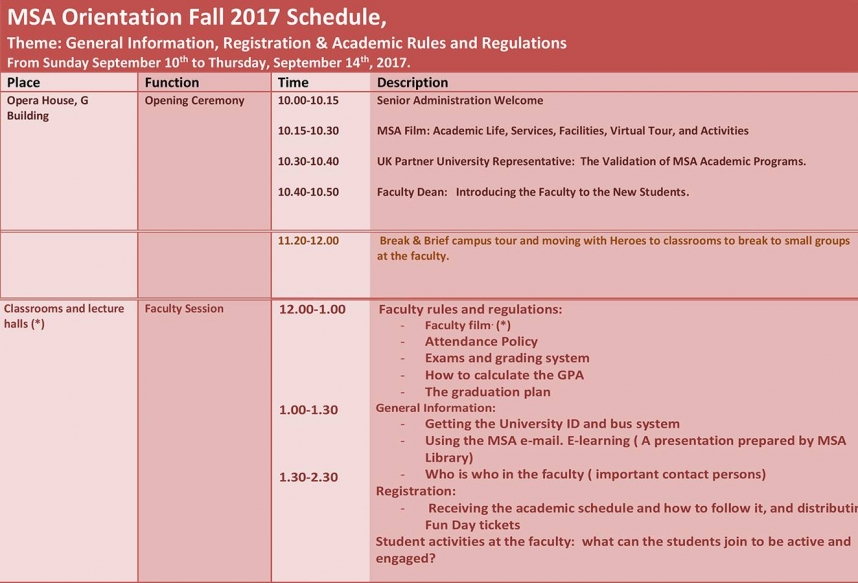 MSA Orientation Fall 2017