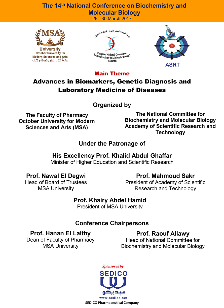 MSA University - 14th National Conference on Biochemistry and Molecular Biology
