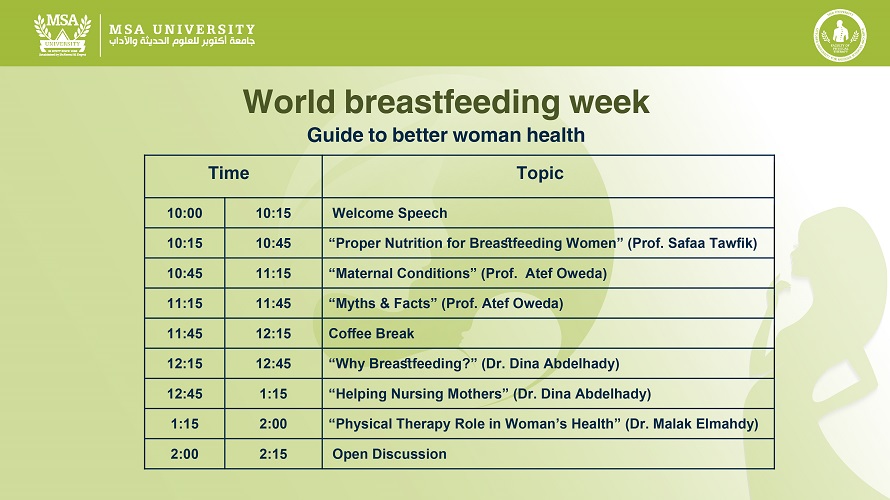 The International Week of Breastfeeding - Agenda